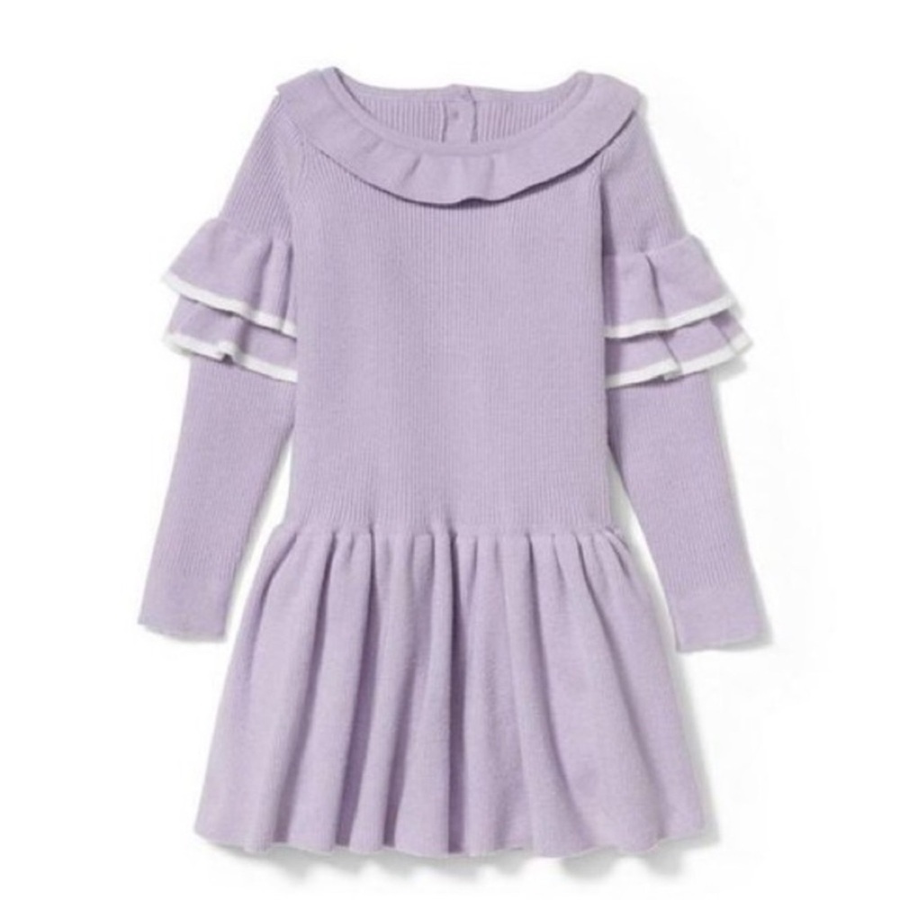 Janie and Jack Ribbed Lavender Ruffled Kids Dress
